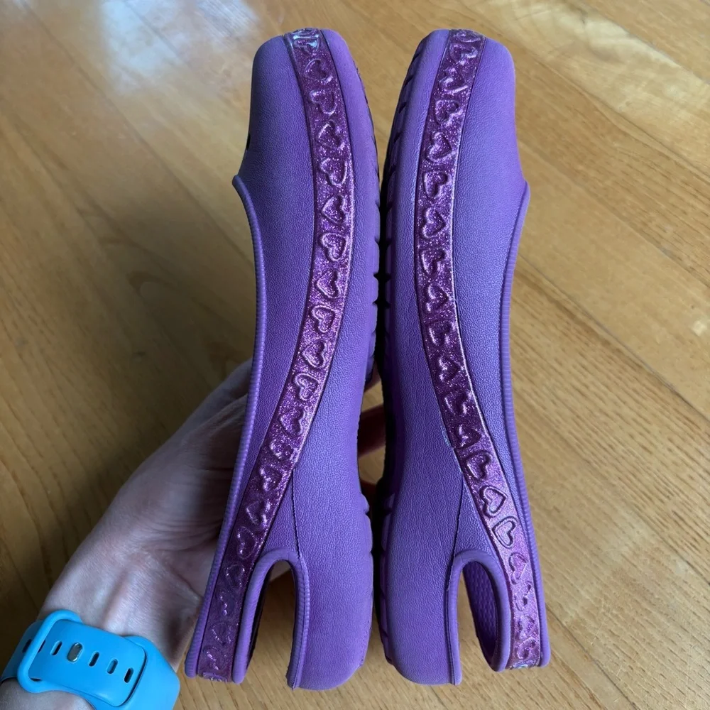 Crocs Genna II Shoes Flats Sparkle Band Slingback Purple Hearts Kids Girls Sz 3